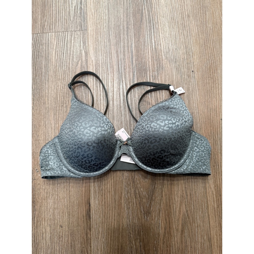 Victorias Secret Perfect Coverage Bra 34B Dark Green Leopard Print 11262453 NEW